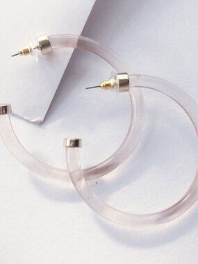 Pomina Transparent Gray Lucite Hoop Earrings